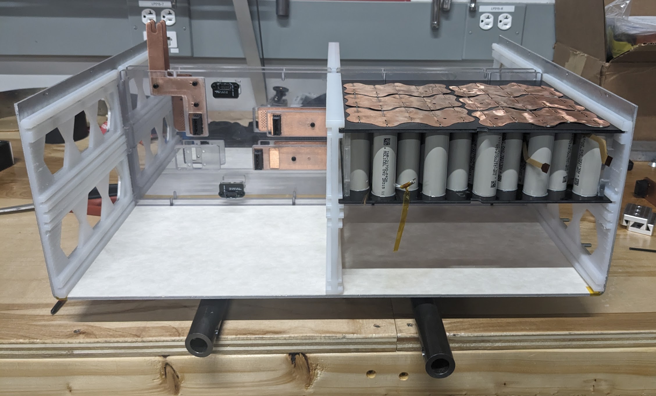 One module on its rails in our pack